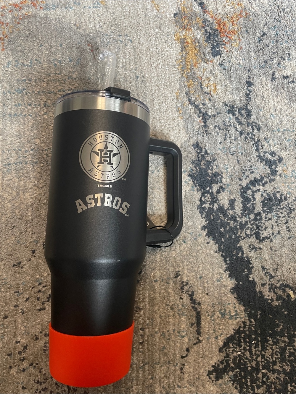 Houston Astros Black & Orange Travel Tumbler with Handle
